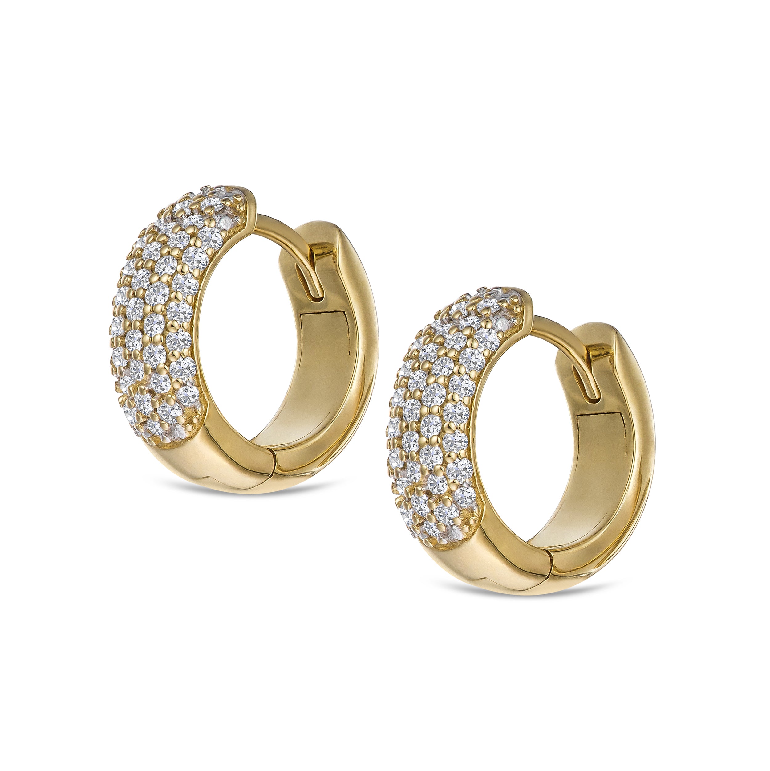 Micro Pave Huggies Lab Diamond Earrings 0.55ct in 18k Gold Vermeil